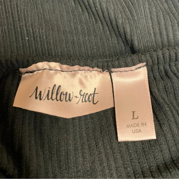 Willow + Root black ribbed body suit ruffle detail size large - Picture 5 of 7